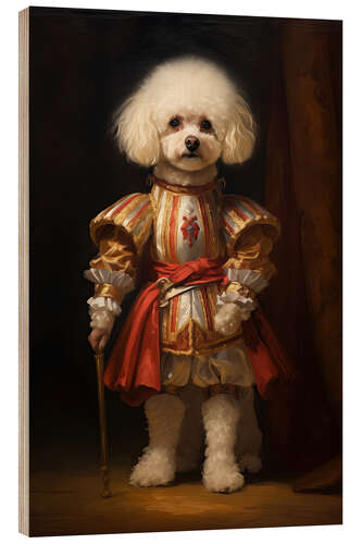 Stampa su legno Medieval Portrait of a Poodle Knight