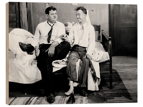 Tableau en bois Laurel and Hardy in "Angora Love", 1929