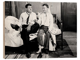 Holzbild Laurel und Hardy in &quot;Kuschel-Liebe&quot;, 1929