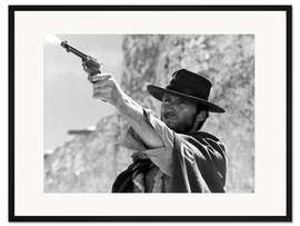 Gerahmter Kunstdruck Clint schießt in "Für eine Handvoll Dollar", 1964