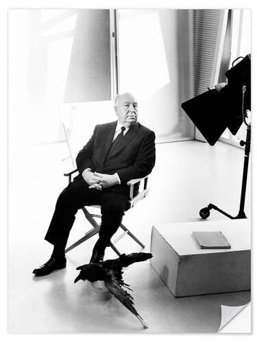 Selvklebende plakat Alfred Hitchcock on set of "The Birds", 1963