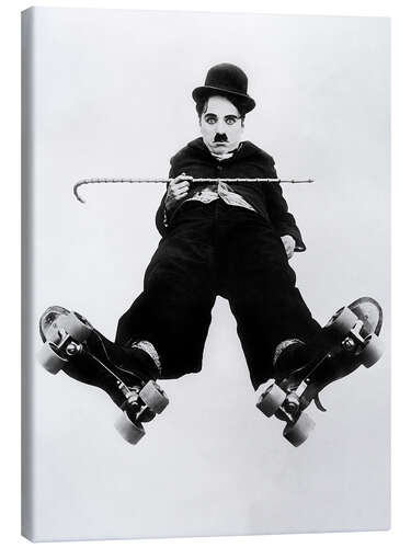 Leinwandbild Charlie Chaplin in "Die Rollschuhbahn", 1916