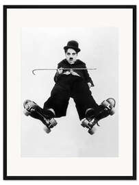 Gerahmter Kunstdruck Charlie Chaplin in "Die Rollschuhbahn", 1916