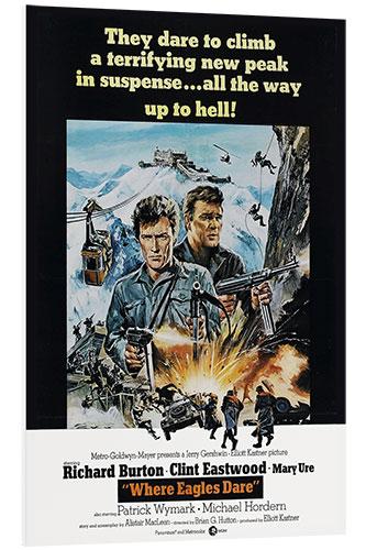 Tableau en PVC Where Eagles Dare - Clint Eastwood, Richard Burton, 1968