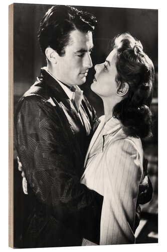 Trätavla Gregory Peck and Ingrid Bergman in "Spellbound", 1945