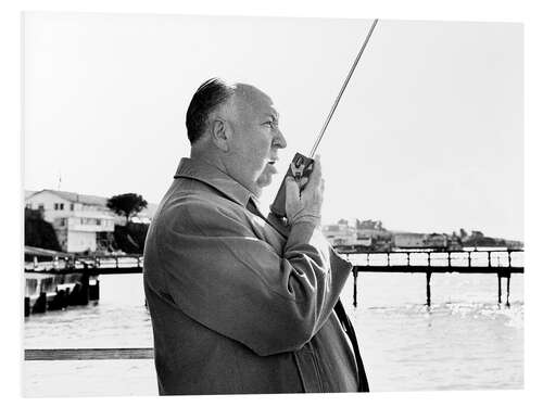 Tableau en PVC Alfred Hitchcock on Location in Bodega Bay, California, 1963