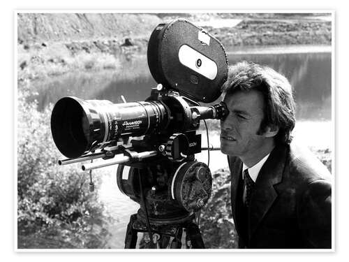 Poster Clint Eastwood am Set von Dirty Harry, 1971