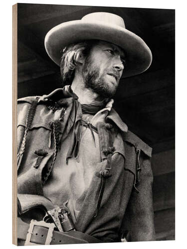 Wood print Clint Eastwood in "The Outlaw Josey Wales", 1976