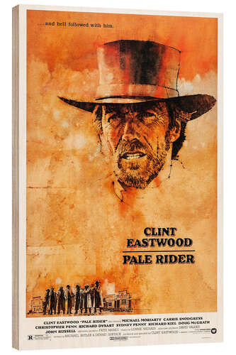 Hout print Clint Eastwood - Pale Rider, 1985