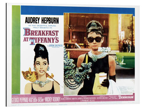 Tableau en aluminium Breakfast at Tiffany's - Audrey Hepburn, US Lobbycard