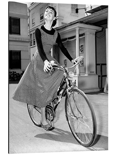 Quadro em alumínio Audrey Hepburn Bicycles on Set of Sabrina, 1954