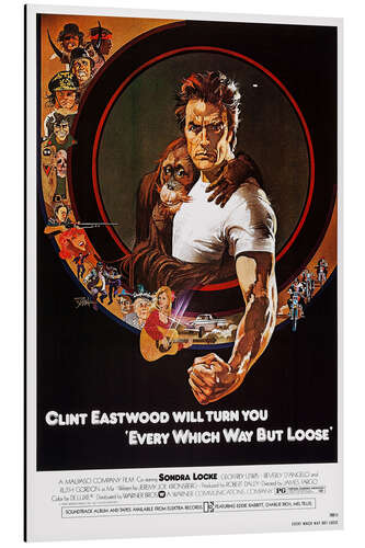 Aluminium print Clint Eastwood - Every Which Way But Loose, 1978