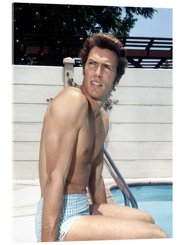 Stampa su vetro acrilico Clint by the Pool, 1959