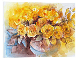 Print på skumplade Yellow Rose Bouquet