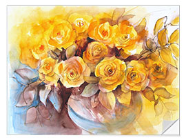 Muursticker Yellow Rose Bouquet