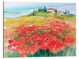 Aluminiumtavla Poppy Field in Tuscany