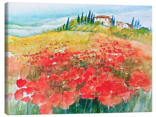 Lienzo Poppy Field in Tuscany