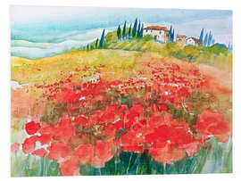 Foam board print Poppy Field in Tuscany