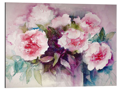 Aluminium print Watercolor Peonies