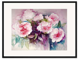 Gerahmter Kunstdruck Pfingstrosen Aquarell