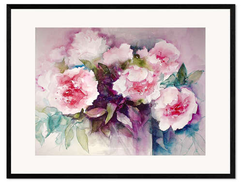 Framed art print Watercolor Peonies