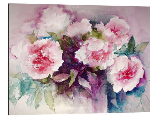 Tableau en plexi-alu Watercolor Peonies