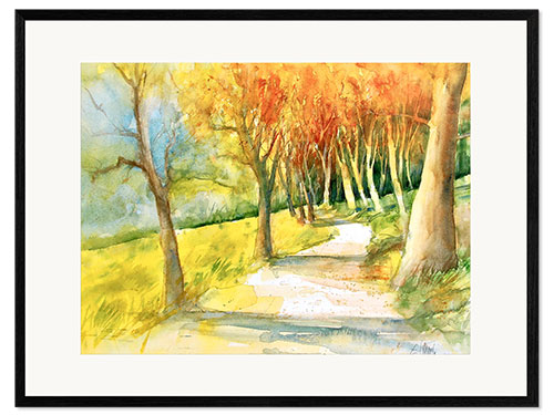 Framed art print Autumn Path in Bergbauerndorf Gerstruben