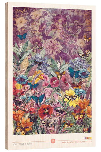 Hout print Kaleidoscope of Butterflies