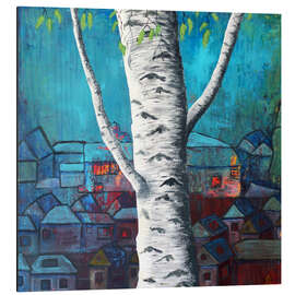 Magnettafel Blick zur Stadt beim Sonnenuntergang