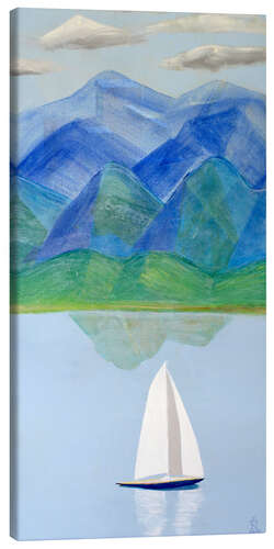 Lienzo Mountain Lake With Sailboat