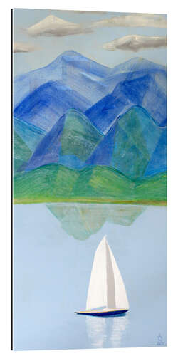 Cuadro de plexi-alu Mountain Lake With Sailboat