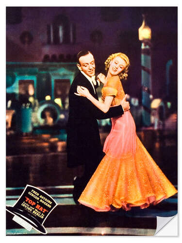 Selvklebende plakat Fred Astaire, Ginger Rogers in "Top Hat", 1935