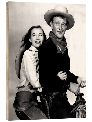 Stampa su legno Ella Raines, John Wayne in "Tall in the Saddle", 1944