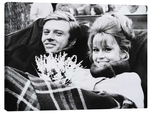 Lerretsbilde Robert Redford, Jane Fonda, on set of "Barefoot in the Park"