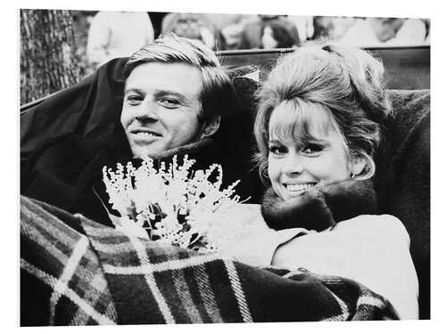 Foam board print Robert Redford, Jane Fonda, on set of "Barefoot in the Park"