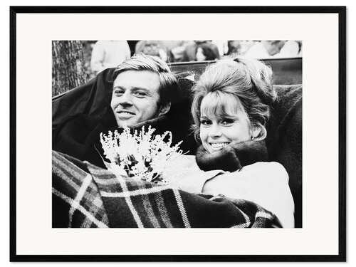 Impresión de arte enmarcada Robert Redford, Jane Fonda, on set of "Barefoot in the Park"