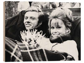 Tableau en bois Robert Redford, Jane Fonda, on set of &quot;Barefoot in the Park&quot;