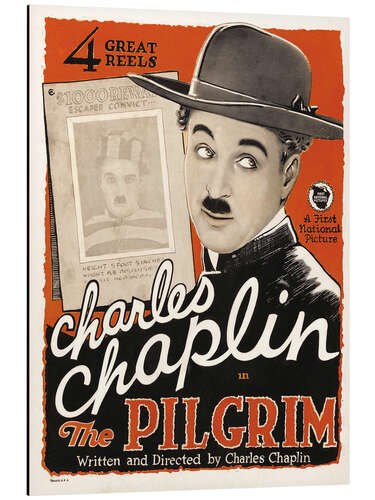 Stampa su alluminio Charles Chaplin - The Pilgrim, 1923