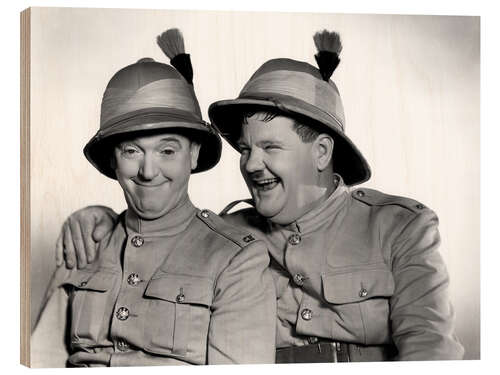 Wood print Stan Laurel, Oliver Hardy in "Bonnie Scotland", 1935 III