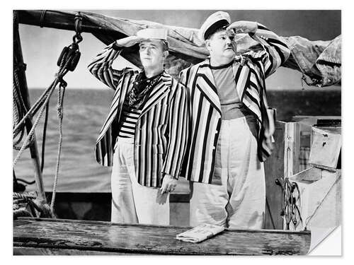 Selvklæbende plakat Stan Laurel, Oliver Hardy in "Saps at Sea", 1940