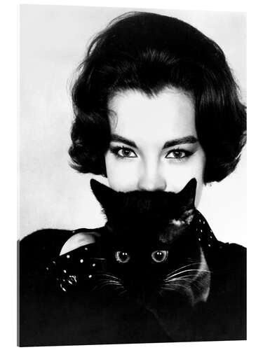 Acrylic print Romy Schneider and Black Cat, 1965