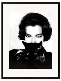 Framed art print Romy Schneider and Black Cat, 1965