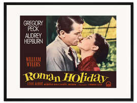 Gerahmter Kunstdruck Gregory Peck, Audrey Hepburn - Ein Herz und eine Krone (englisch)