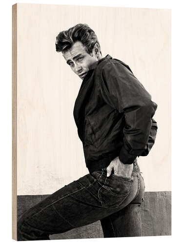 Wood print James Dean in "Rebel Without a Cause"