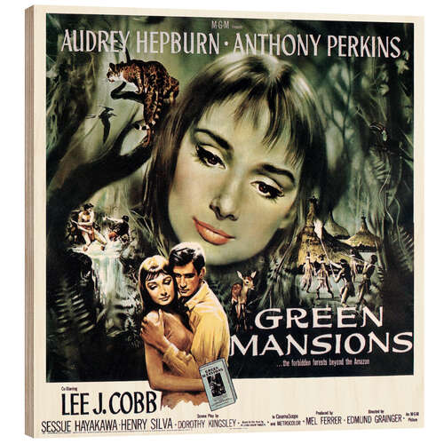 Wood print Audrey Hepburn - Green Mansions, 1959