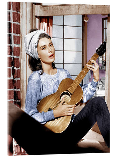 Acrylic print Audrey Hepburn plays the guitar in "Breakfast at Tiffany's"