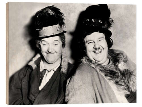 Wood print Stan Laurel, Oliver Hardy in "The Bohemian Girl", 1936