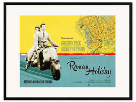 Gerahmter Kunstdruck Audrey Hepburn, Gregory Peck - "Roman Holiday", 1953