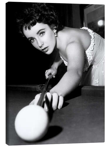 Leinwandbild Elizabeth Taylor beim Billardspielen, 1951