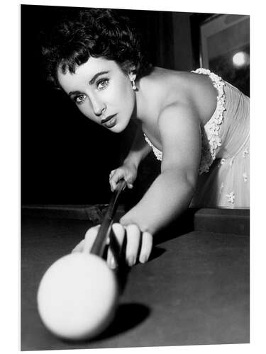 Foam board print Elizabeth Taylor Playing Pool on the Set of "A Place in the Sun", 1951